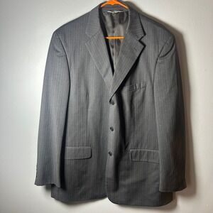 Pronto Uomo Men's Charcoal Pinstripe Wool Blend 2 Piece Suit‎ Jacket Blazer 44L